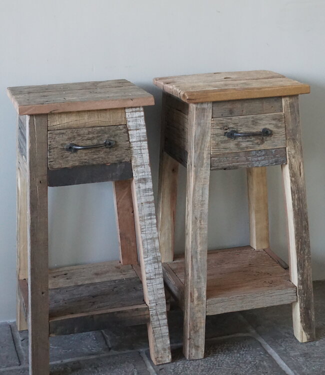 Rene Houtman Bijzettafel/Nachtkastje Truckwood | Set Van 2 | H76xB38xD39,5 cm