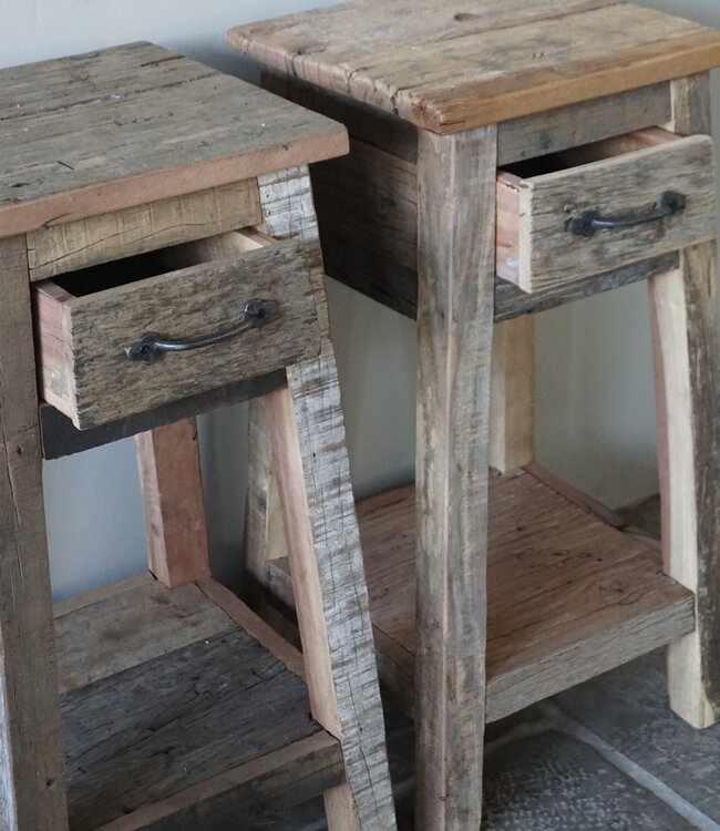 Rene Houtman Bijzettafel/Nachtkastje Truckwood | Set Van 2 | H76xB38xD39,5 cm