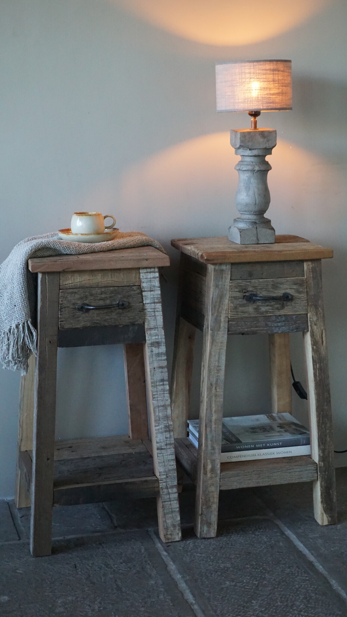 Rene Houtman Bijzettafel/Nachtkastje Truckwood | Set Van 2 | H76xB38xD39,5 cm