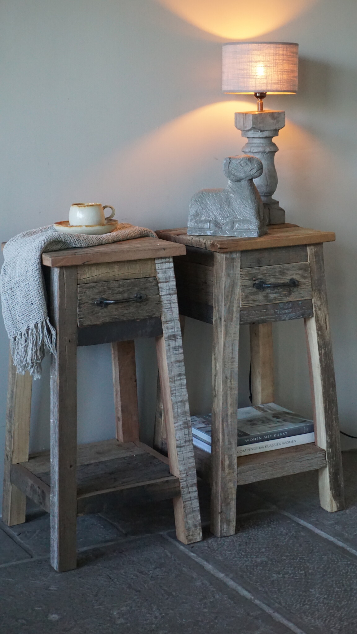 Rene Houtman Bijzettafel/Nachtkastje Truckwood | Set Van 2 | H76xB38xD39,5 cm