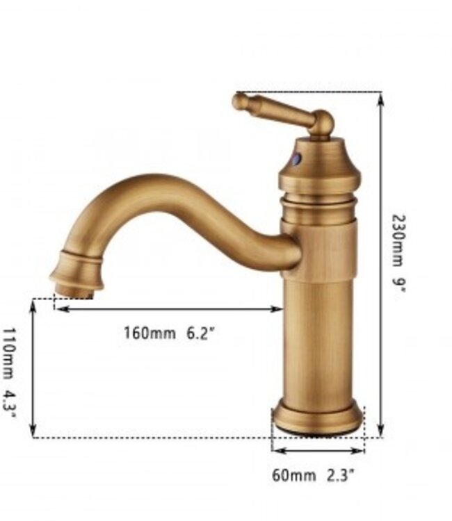 Rene Houtman Nostalgische Wastafelkraan Goud - H23 cm