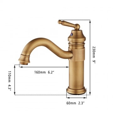 Rene Houtman Nostalgische Wastafelkraan Goud - H23 cm