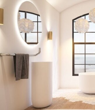 JEE-O Flow wand wastafelkraan met handdoekstang | Geborsteld RVS
