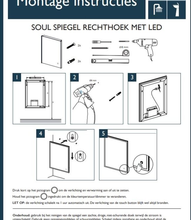 Wiesbaden Soul Spiegel - Met LED, dimbaar en spiegelverwarming - 60 x 80 cm