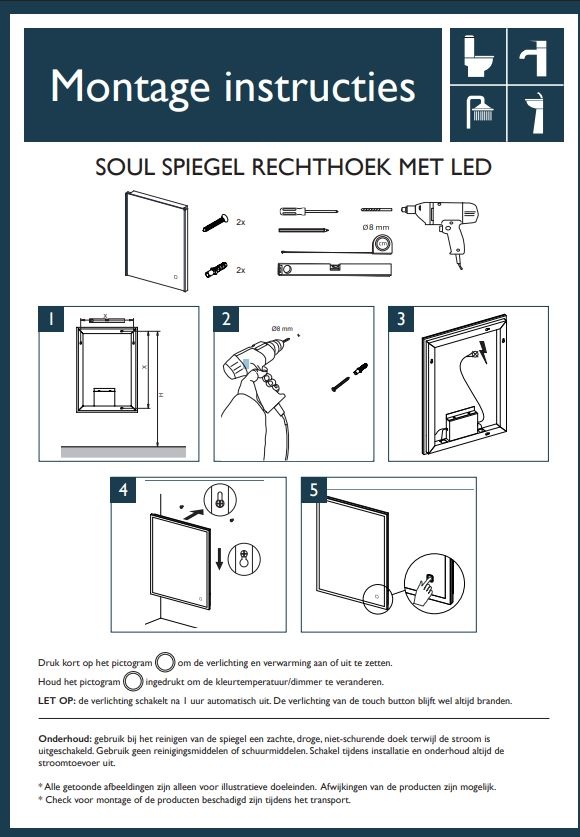 Wiesbaden Soul Spiegel - Met LED, dimbaar en spiegelverwarming - 60 x 80 cm