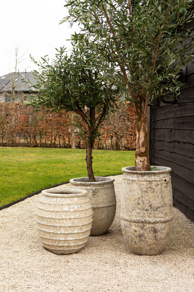 PTMD Tony Grey grote keramische pot ronde hoog 95x58 Cm