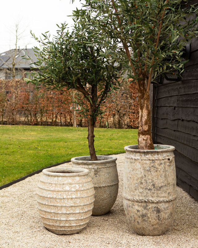 PTMD Tony Grey grote keramische pot ronde hoog 95x58 Cm