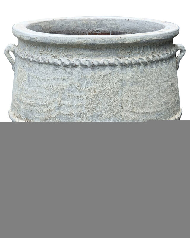 PTMD Tony Grey grote keramische pot ronde laag 72x60 Cm