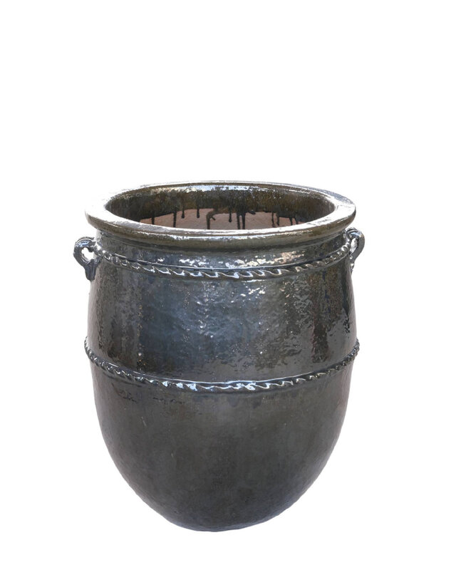 PTMD Tony Green grote keramische pot ronde laag 72x60 Cm