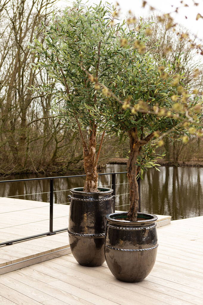 PTMD Tony Green grote keramische pot ronde laag 72x60 Cm