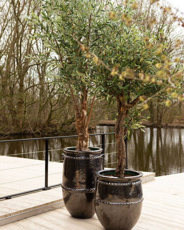 PTMD Tony Green grote keramische pot ronde laag 72x60 Cm