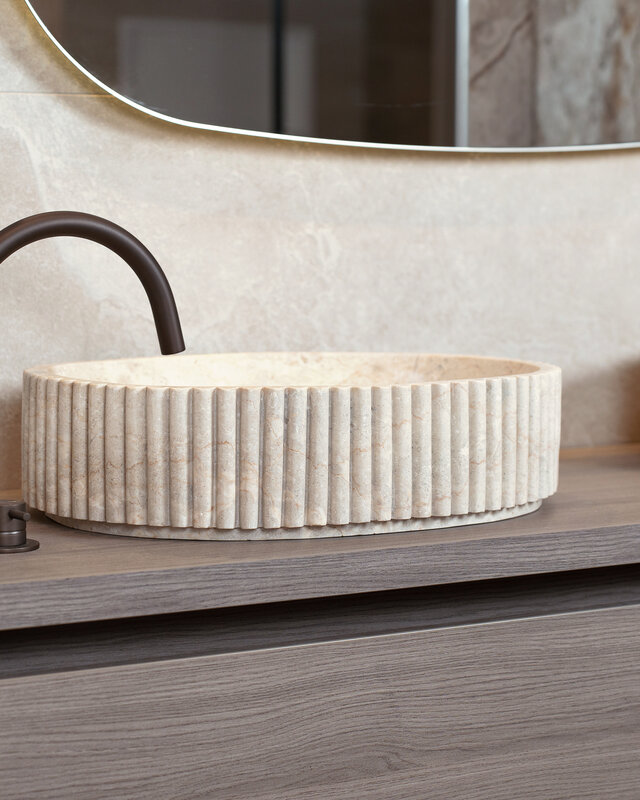 Loutro Bathroomware Waskom Irini Ovaal | Marmer | H12 x B50 x D38 cm