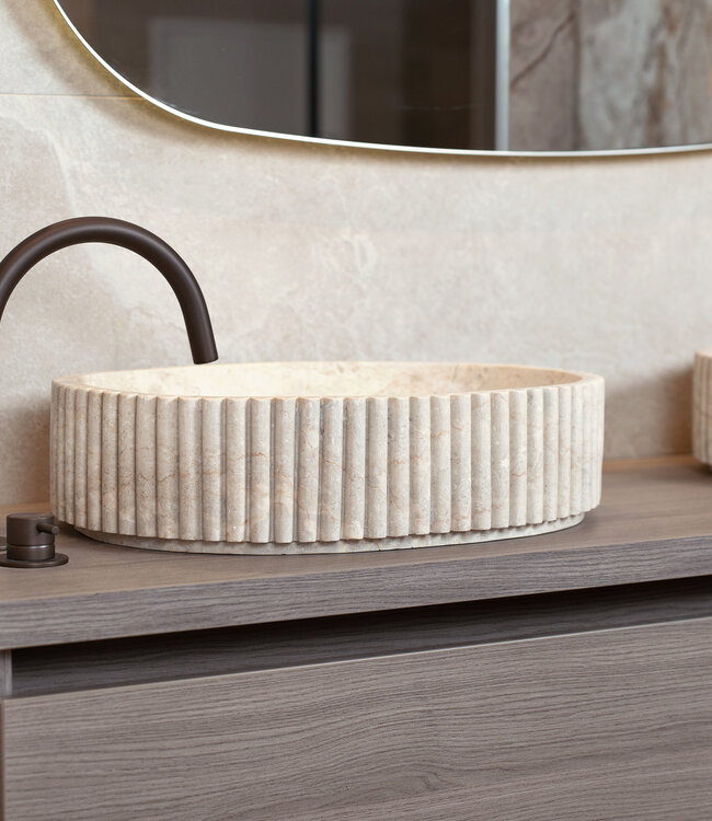 Loutro Bathroomware Waskom Irini Ovaal | Marmer | H12 x B50 x D38 cm