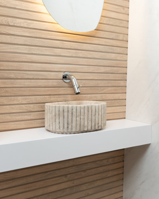 Loutro Bathroomware Waskom Irini Ovaal Mini | Marmer | H12 x B30 x D20 cm