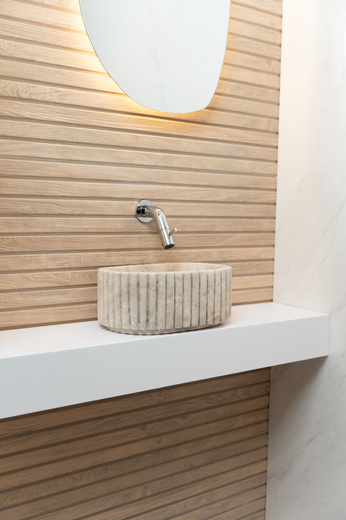 Loutro Bathroomware Waskom Irini Ovaal Mini | Marmer | H12 x B30 x D20 cm