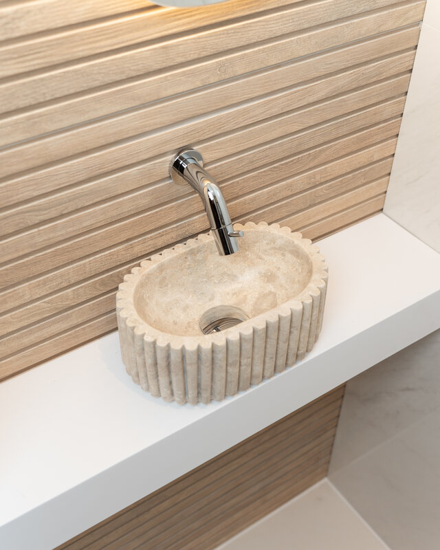Loutro Bathroomware Waskom Irini Ovaal Mini | Marmer | H12 x B30 x D20 cm