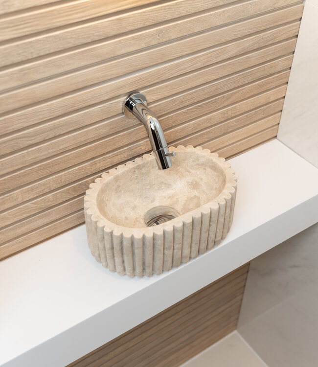 Loutro Bathroomware Waskom Irini Ovaal Mini | Marmer | H12 x B30 x D20 cm