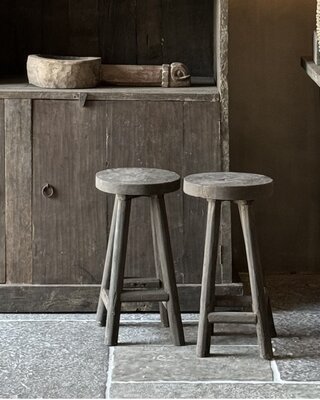 Aura Peeperkorn Old Farm Krukje | Rond | Oud Teakhout | H50 x D27 cm