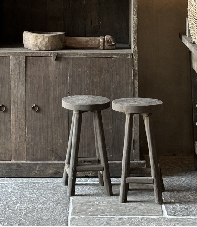 Aura Peeperkorn Old Farm Krukje | Rond | Oud Teakhout | H50 x D27 cm