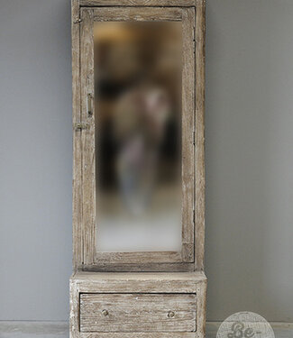 Be-Uniq Oude Spiegelkast | Rustiek Verweerd | H198xB71xD54 cm