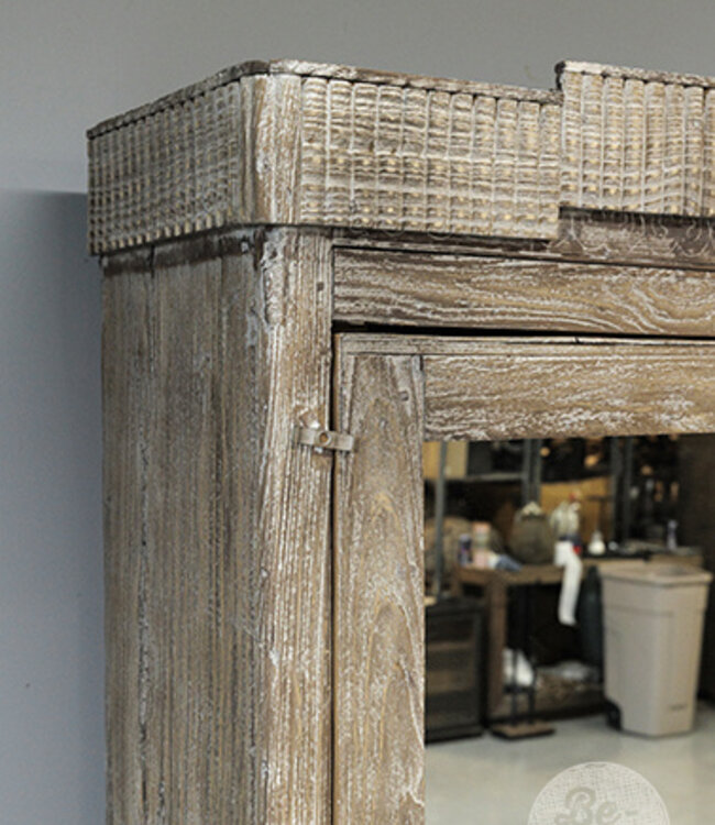 Be-Uniq Oude Spiegelkast | Rustiek Verweerd | H198xB71xD54 cm