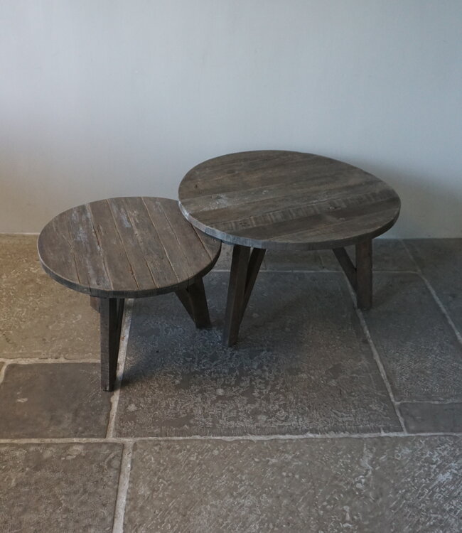 Rene Houtman Bijzettafel Salontafel Set Van 2 | Rond | Driftwood