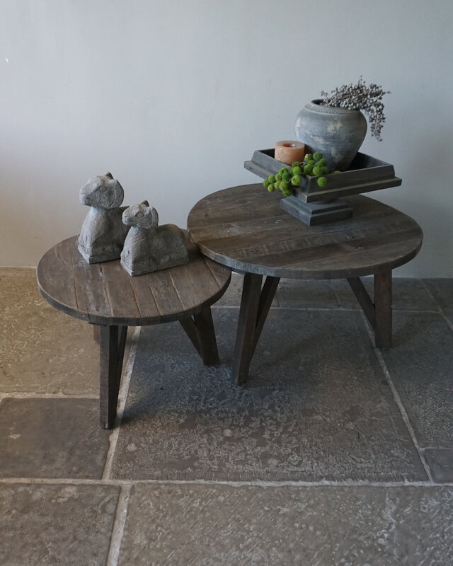 Rene Houtman Bijzettafel Salontafel Set Van 2 | Rond | Driftwood