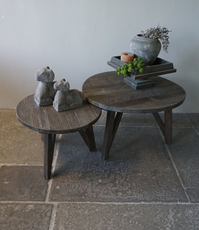 Rene Houtman Bijzettafel Salontafel Set Van 2 | Rond | Driftwood