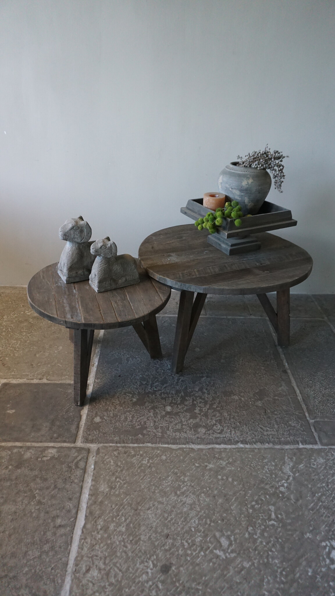 Rene Houtman Bijzettafel Salontafel Set Van 2 | Rond | Driftwood