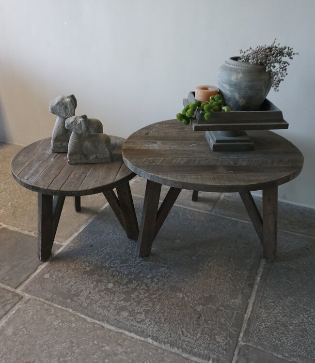 Rene Houtman Bijzettafel Salontafel Set Van 2 | Rond | Driftwood
