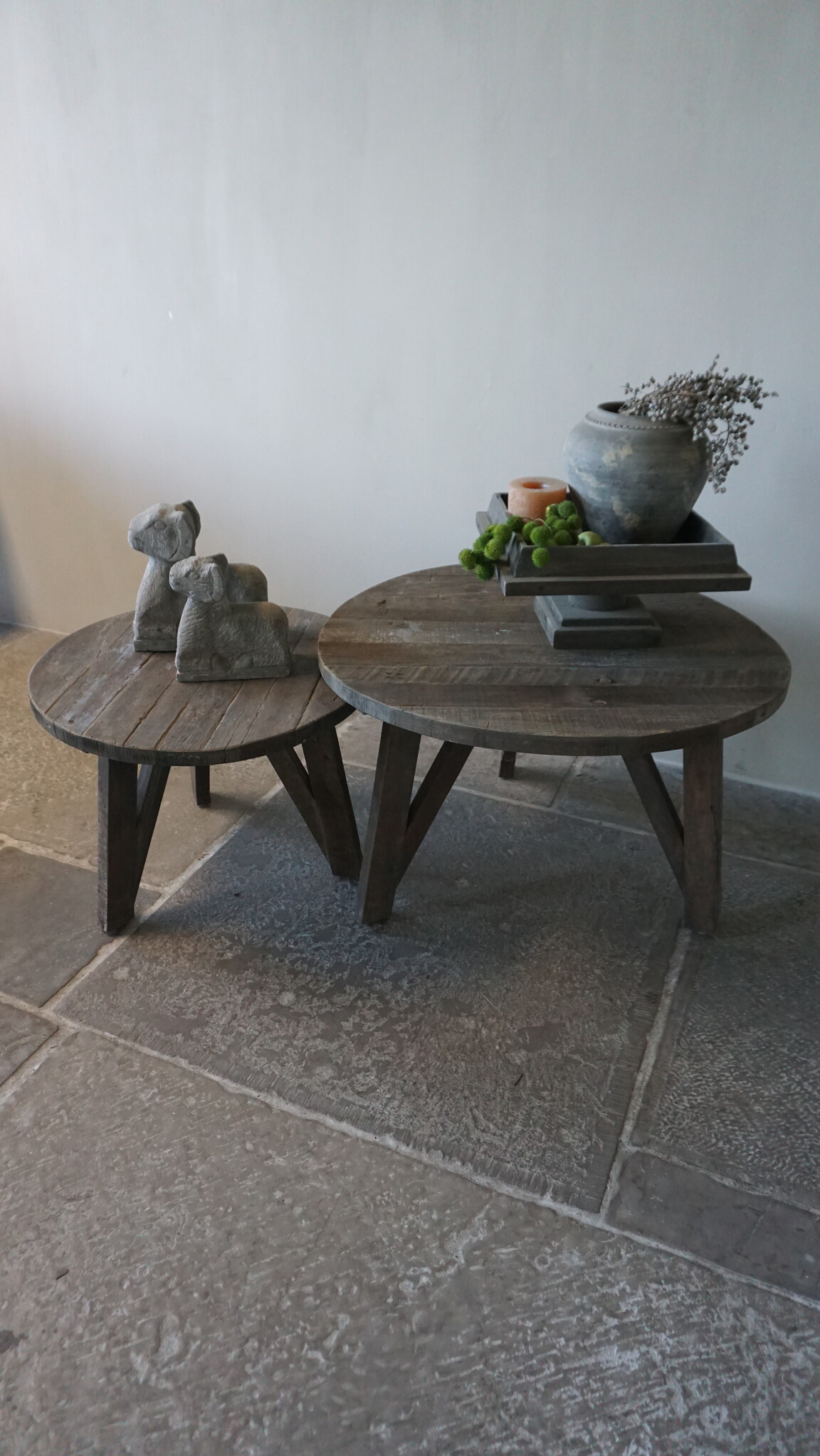 Rene Houtman Bijzettafel Salontafel Set Van 2 | Rond | Driftwood