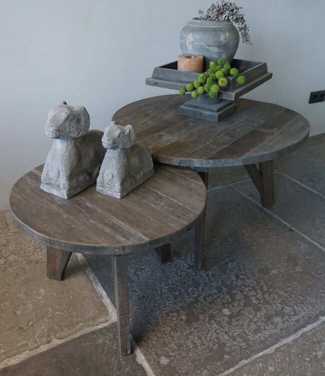 Rene Houtman Bijzettafel Salontafel Set Van 2 | Rond | Driftwood