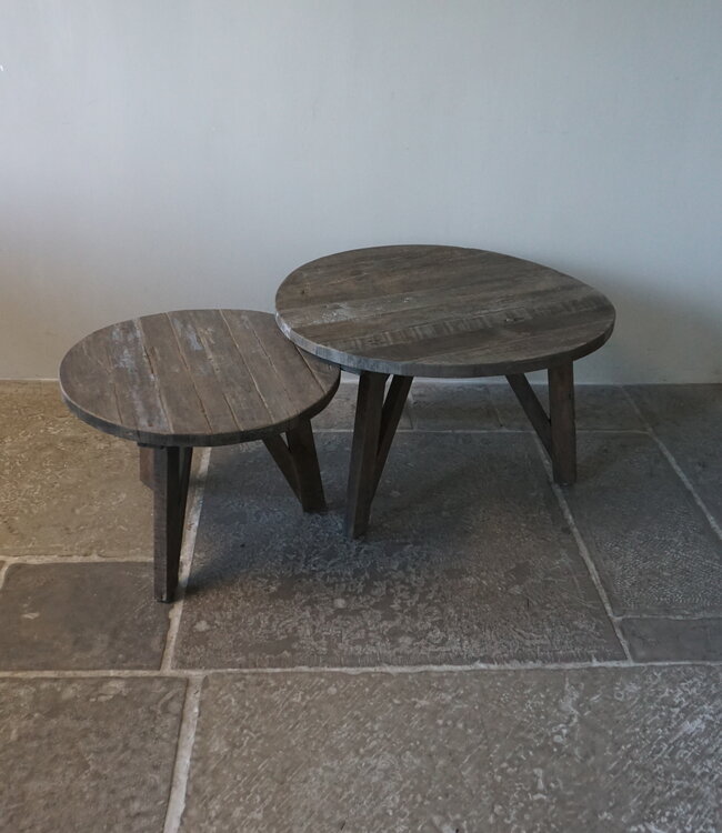 Rene Houtman Bijzettafel Salontafel Set Van 2 | Rond | Driftwood