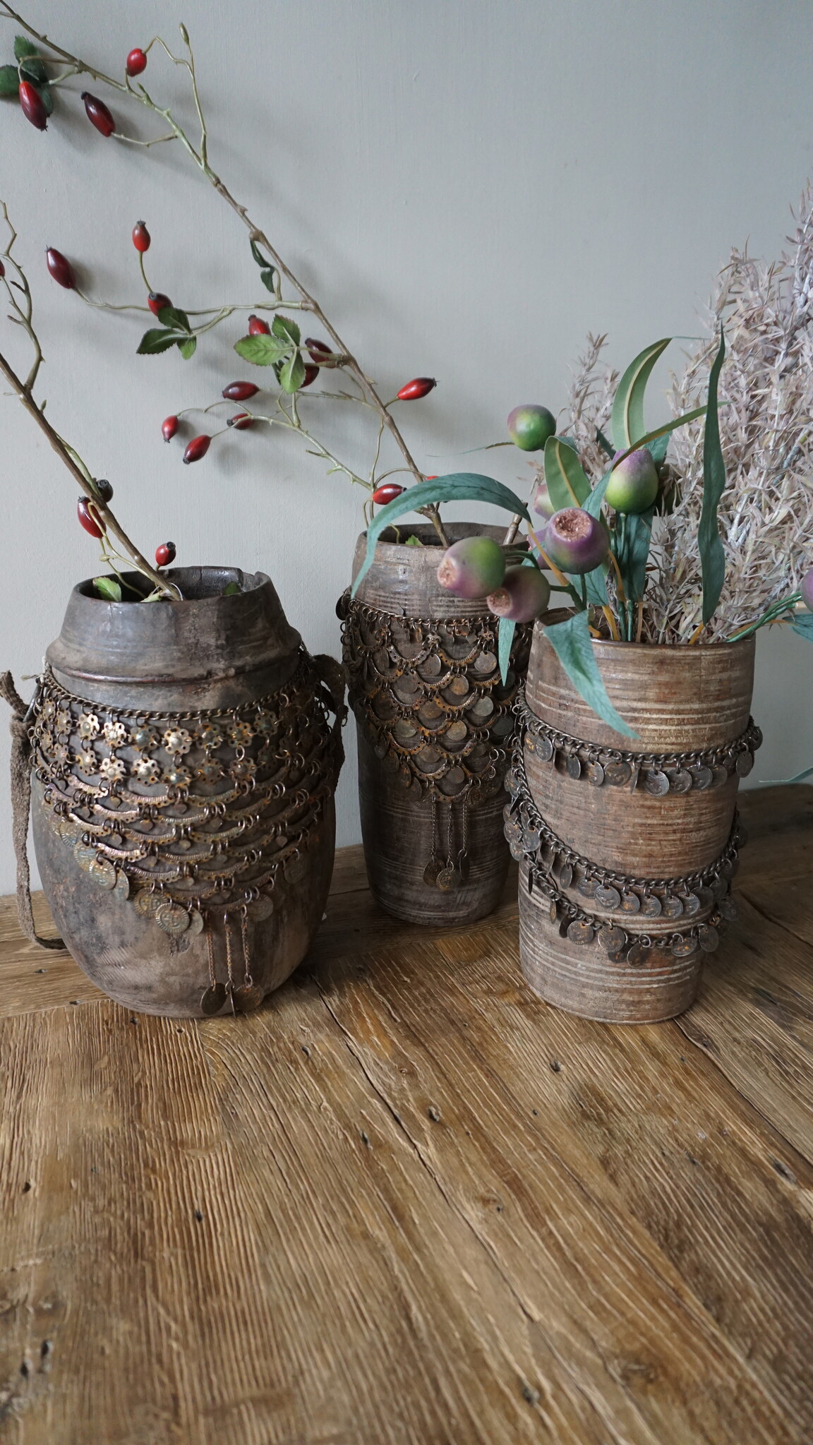 Rene Houtman Nepalese Houten Pot | Incl. Ketting | H28 x D14 cm