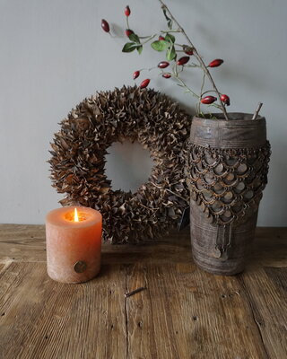 Rene Houtman Nepalese Houten Pot | Incl. Ketting | H28 x D14 cm