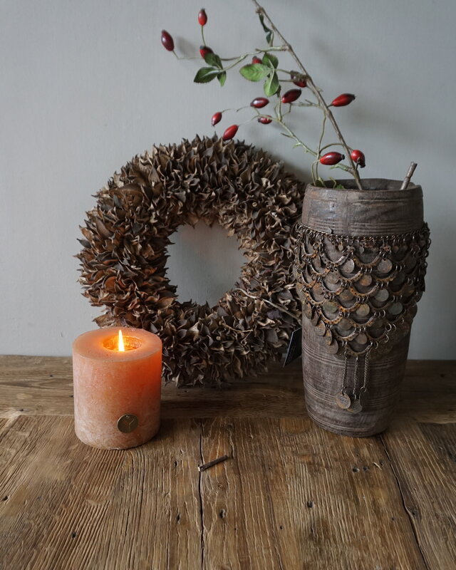 Rene Houtman Nepalese Houten Pot | Incl. Ketting | H28 x D14 cm