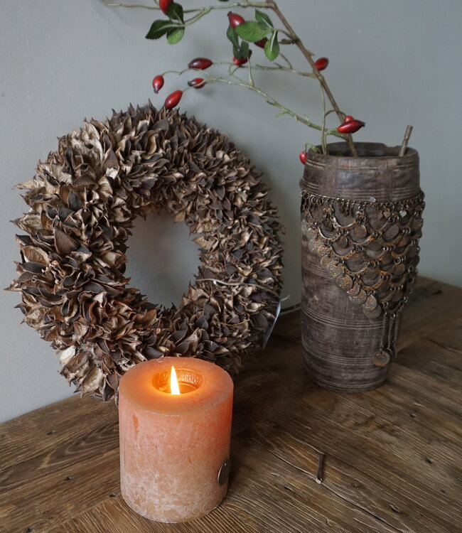 Rene Houtman Nepalese Houten Pot | Incl. Ketting | H28 x D14 cm