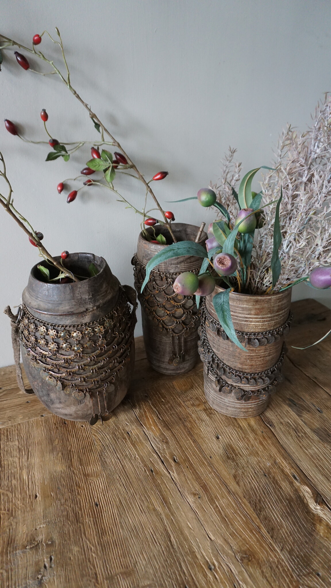 Rene Houtman Nepalese Houten Pot | Incl. Ketting | H25 x D14 cm