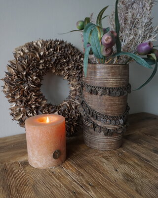 Rene Houtman Nepalese Houten Pot | Incl. Ketting | H25 x D14 cm