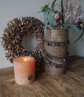 Rene Houtman Nepalese Houten Pot | Incl. Ketting | H25 x D14 cm