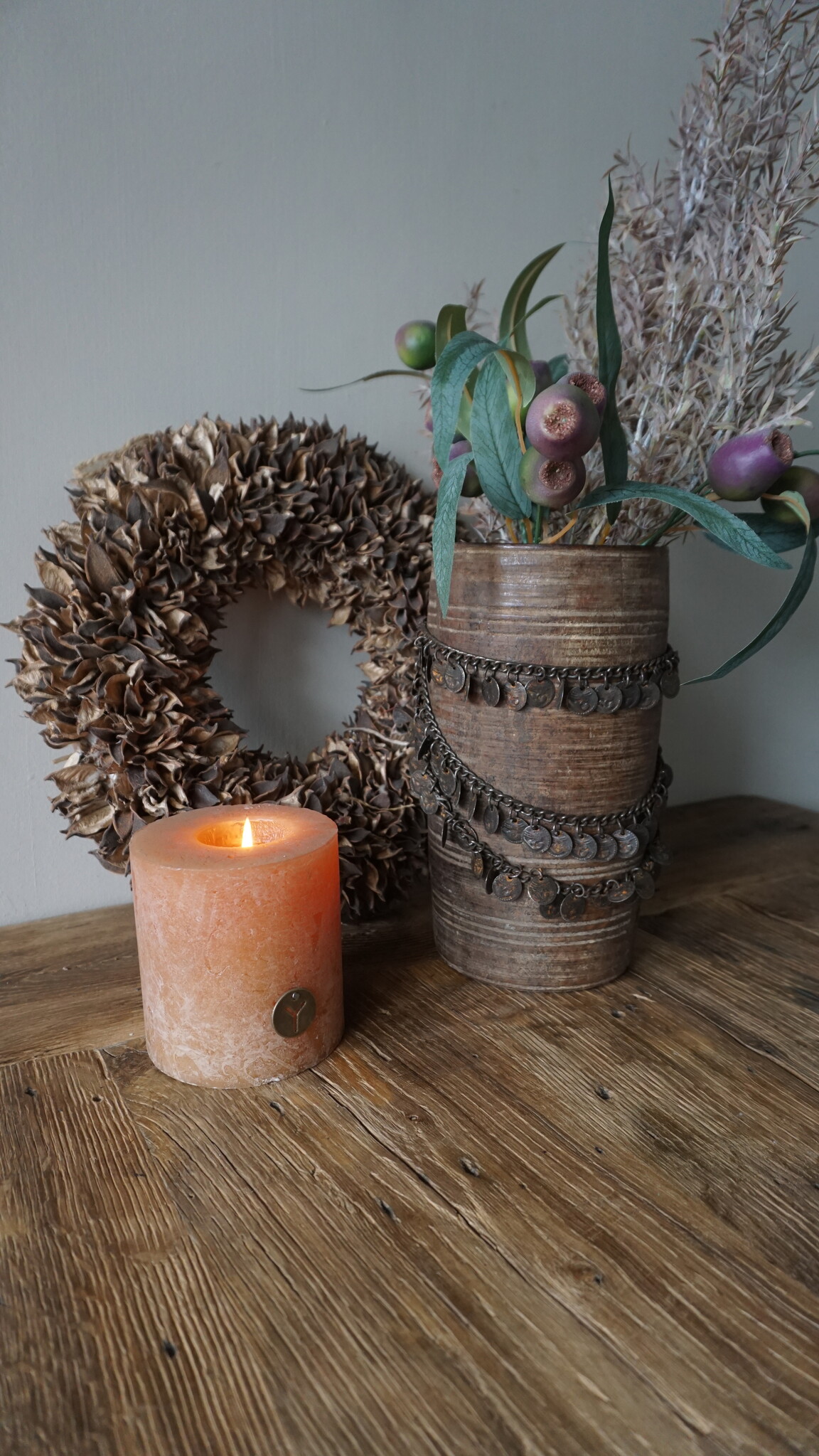 Rene Houtman Nepalese Houten Pot | Incl. Ketting | H25 x D14 cm