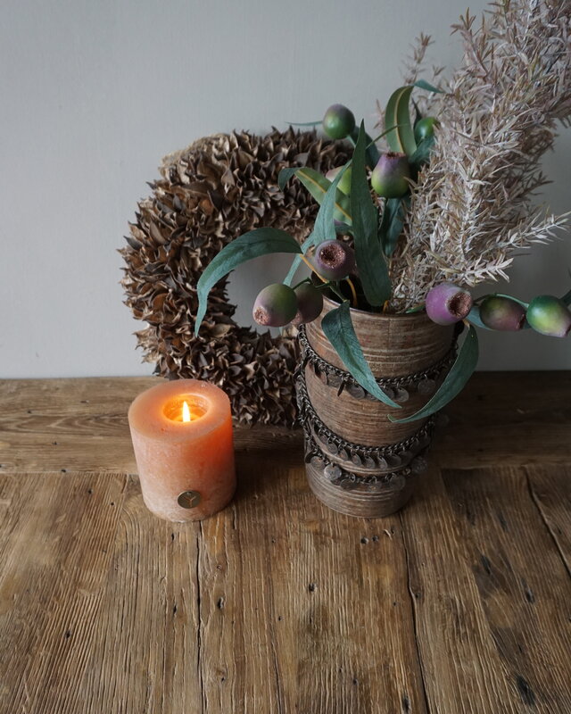 Rene Houtman Nepalese Houten Pot | Incl. Ketting | H25 x D14 cm