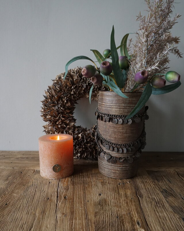 Rene Houtman Nepalese Houten Pot | Incl. Ketting | H25 x D14 cm