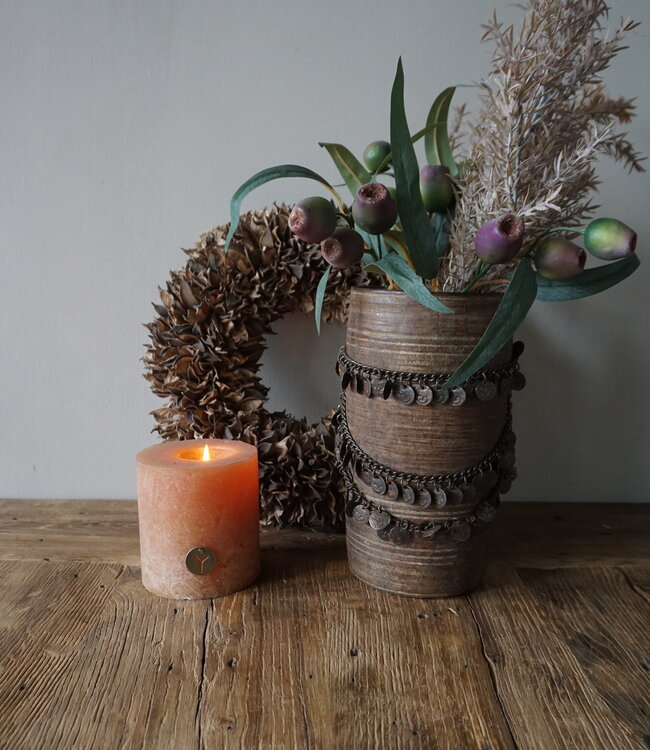 Rene Houtman Nepalese Houten Pot | Incl. Ketting | H25 x D14 cm