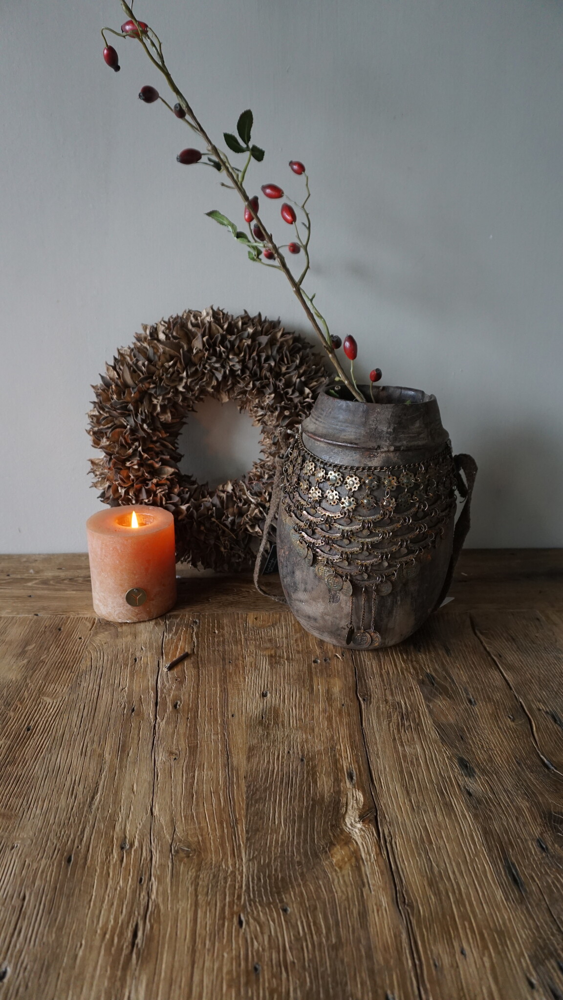 Rene Houtman Nepalese Houten Pot | Incl. Ketting | H27 x D20 cm
