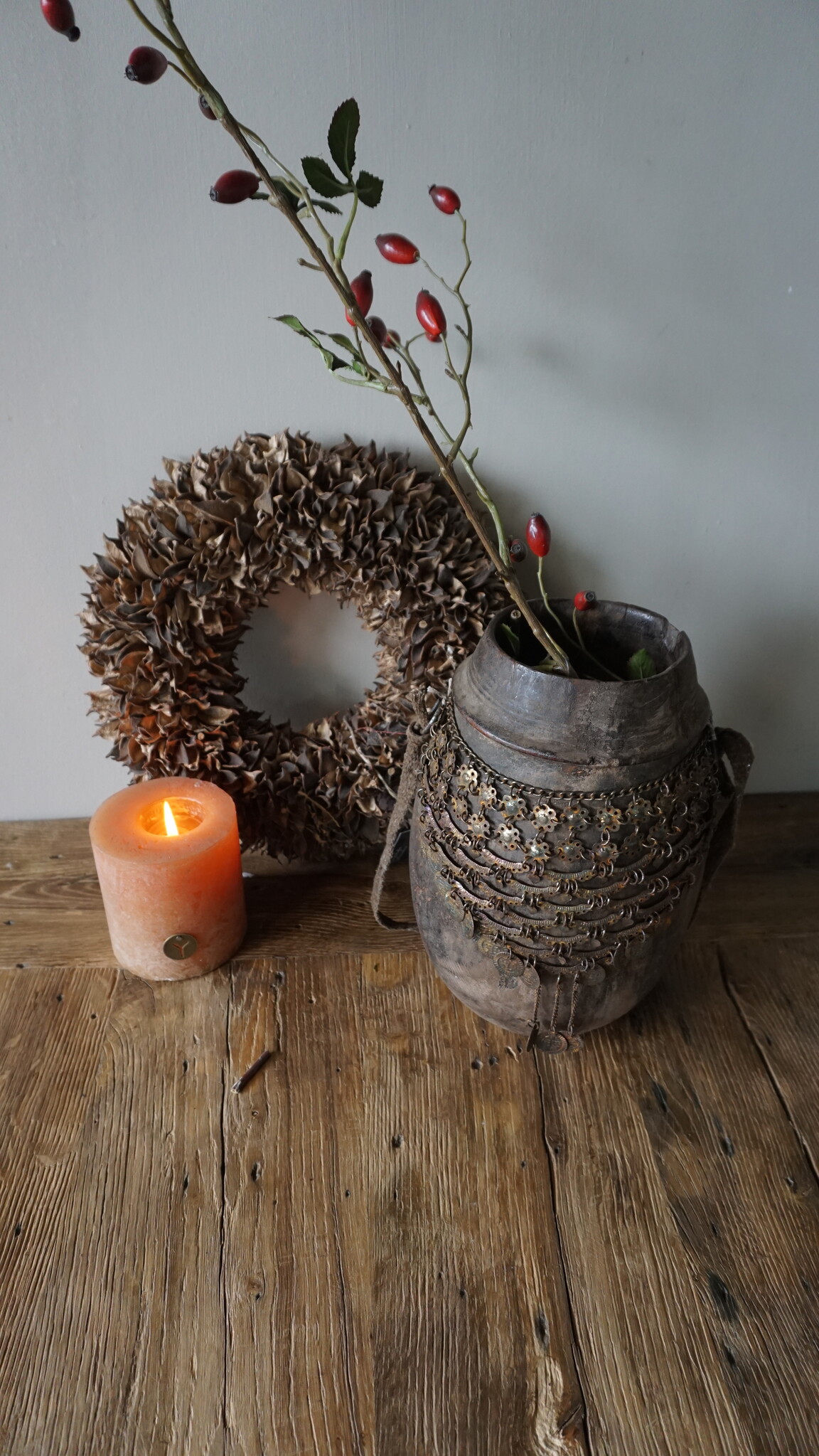 Rene Houtman Nepalese Houten Pot | Incl. Ketting | H27 x D20 cm