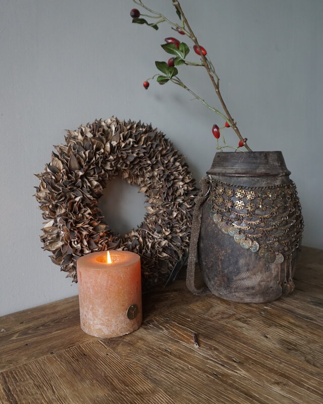 Rene Houtman Nepalese Houten Pot | Incl. Ketting | H27 x D20 cm