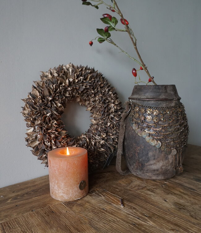 Rene Houtman Nepalese Houten Pot | Incl. Ketting | H27 x D20 cm