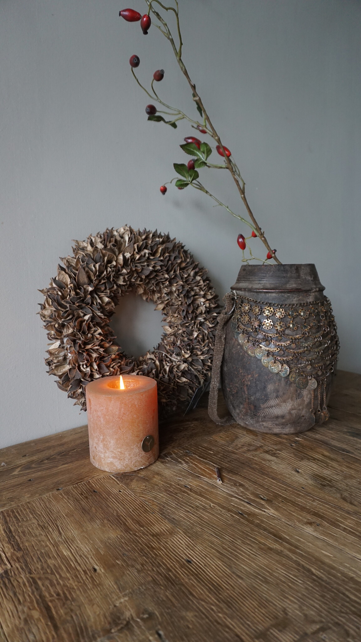 Rene Houtman Nepalese Houten Pot | Incl. Ketting | H27 x D20 cm
