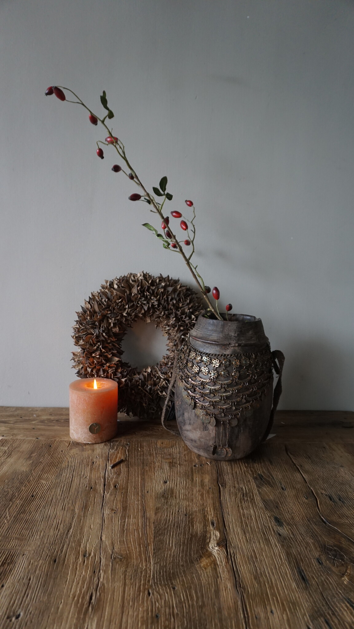 Rene Houtman Nepalese Houten Pot | Incl. Ketting | H27 x D20 cm